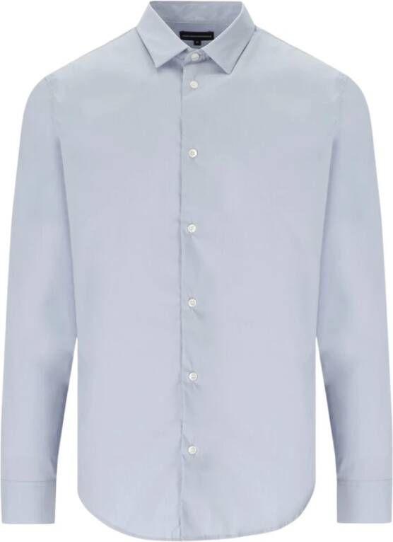 Emporio Armani Essential Lichtblauw Slim-Fit Overhemd Blue Heren