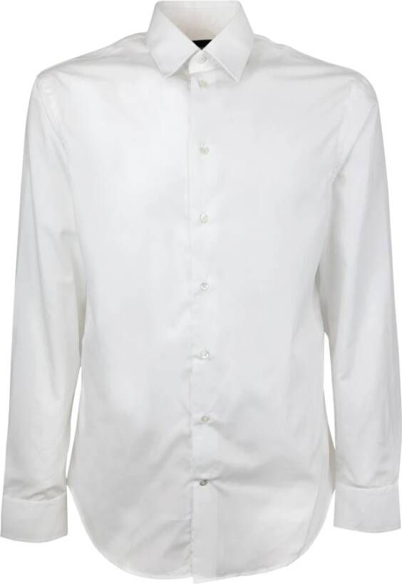 Emporio Armani Witte Slim Fit Overhemd met Italiaanse Kraag White Heren