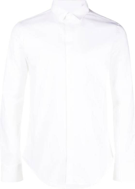 Emporio Armani Witte Katoenen Overhemd Klassieke Stijl White Heren