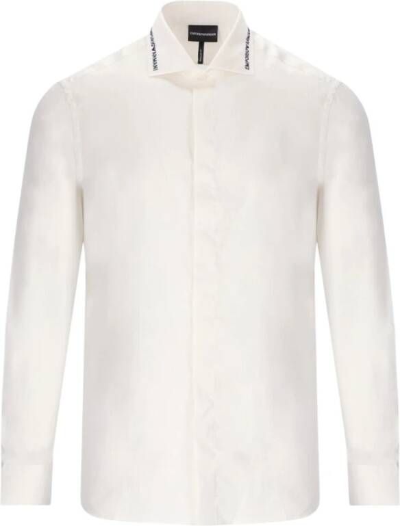 Emporio Armani Stijlvolle Logo Witte Overhemd White Heren