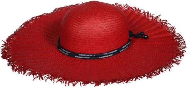 Emporio Armani Grote gespannen hoed in geweven zandcapsule Rood Dames