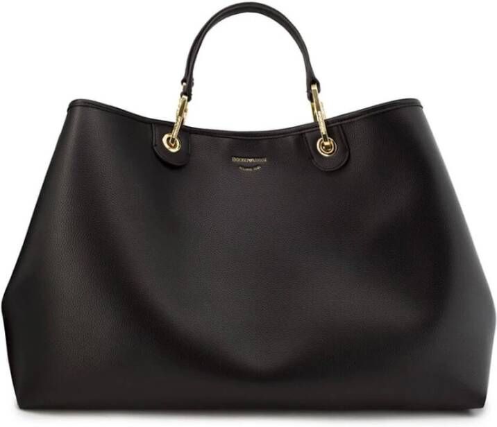 Emporio Armani Grote zwarte imitatieleren handtas Black Dames