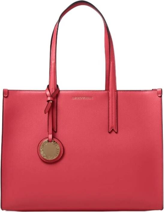 Emporio Armani Stevige Shopper Tas met Gouden Bedel Red Dames