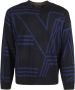 Emporio Armani Blauwe Sweaters met Ronde Hals en Lange Mouwen Blauw Heren - Thumbnail 1
