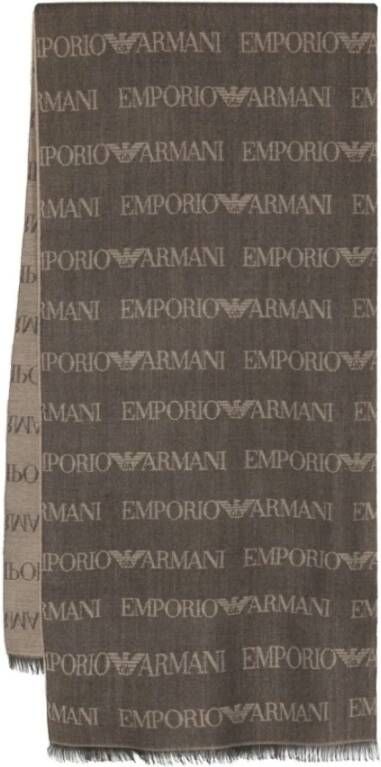 Emporio Armani Heren Sjaal met Logo All Over Bruin Heren