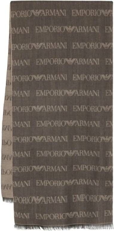 Emporio Armani Heren Sjaal met Logo All Over Brown Heren