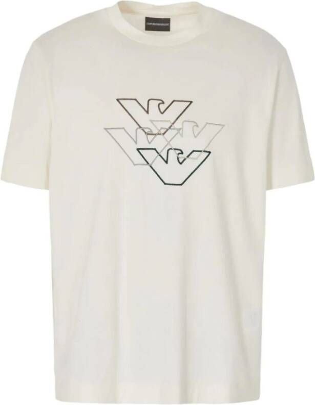Emporio Armani Heren T-shirt met logo print White Heren