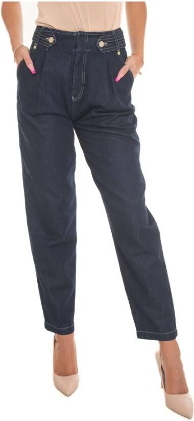Emporio Armani Hoge taille jeans voorplooien Amerikaanse zak Blauw Dames