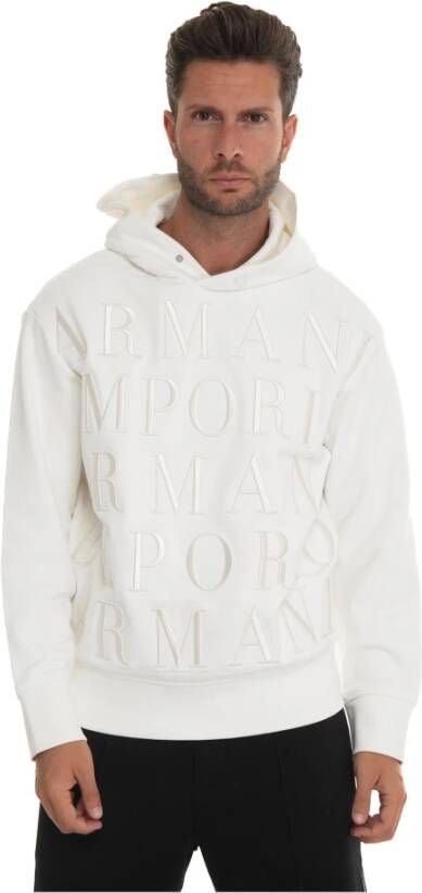 Emporio Armani Hoodie met logo print White Heren