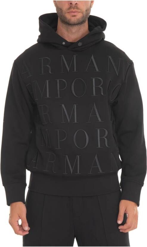 Emporio Armani Hoodie met logo print Zwart Heren