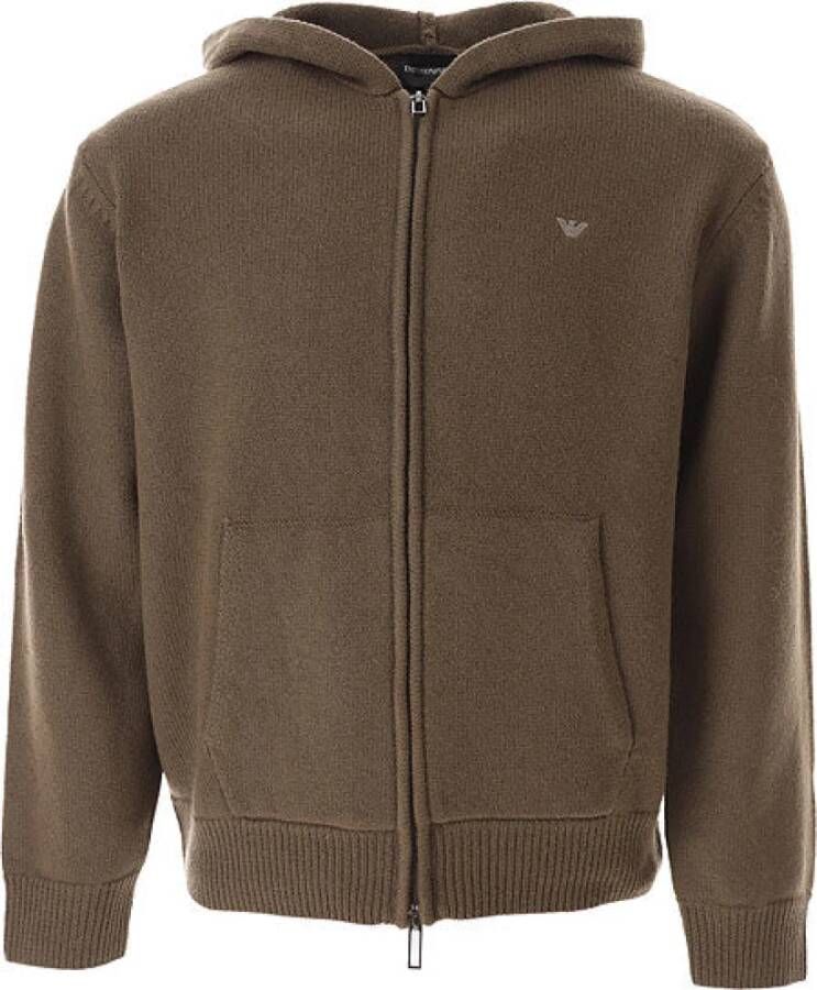 Emporio Armani Hoodie met rits in donker modderbruin Bruin Heren