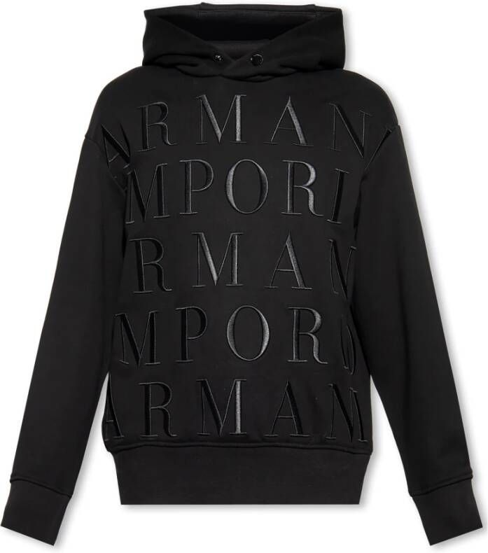 Emporio Armani Zwarte Sweatshirt met Ribdetails Black Heren