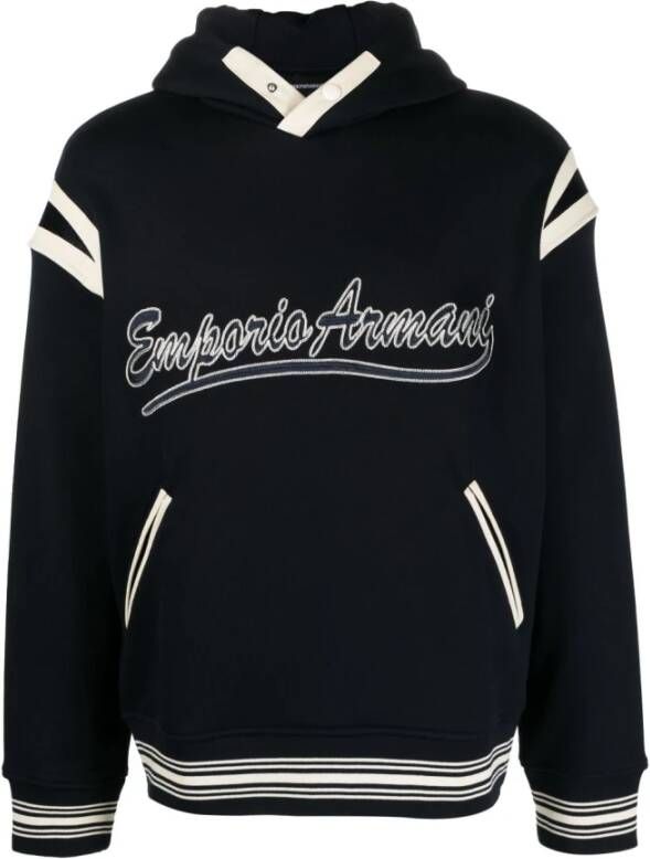 Emporio Armani Blauwe Hoodie voor Heren Stijlvol en Comfortabel Blue Heren