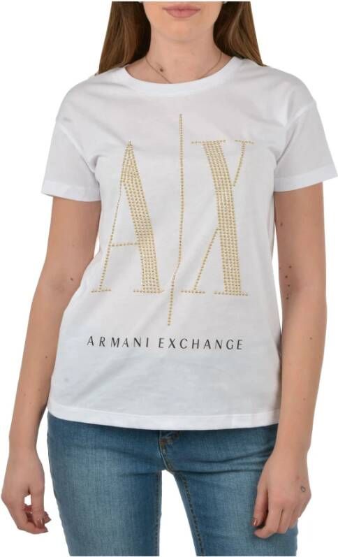 Emporio Armani Iconische T-shirts en Polos met Maxi Logo White Dames