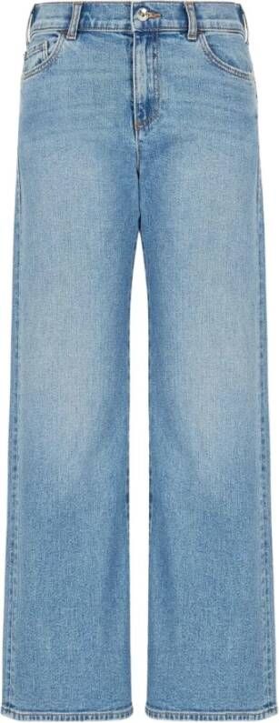 Emporio Armani Moderne Fit Cropped Wide Leg Jeans Blue Dames