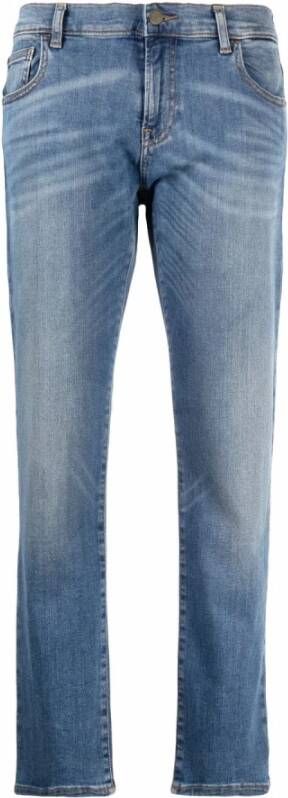 Emporio Armani Blauwe Denim Lage Taille Slim-Fit Jeans Blue Dames
