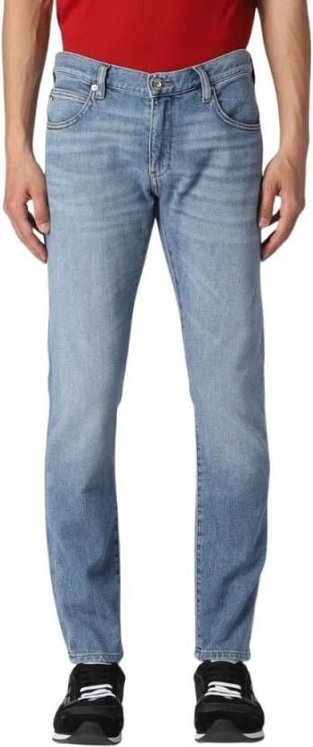 Emporio Armani Heren Jeans van Katoenmix met Model Vijf Zakken Blue Heren