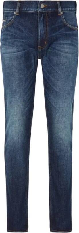 Emporio Armani Blauwe Stonewashed Jeans met Logo-Patch Blauw Heren