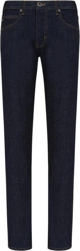 Emporio Armani Denimblauwe Jeans met Lage Taille Blue Heren