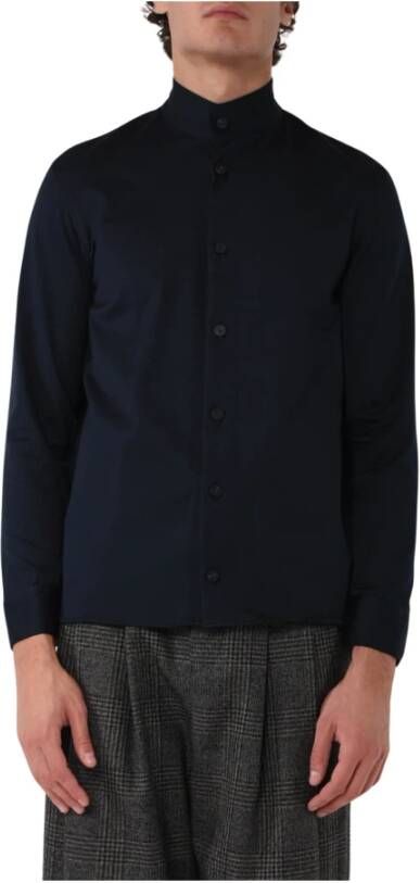 Emporio Armani Jersey Katoenen Overhemd met Voorknoopsluiting Blue Heren