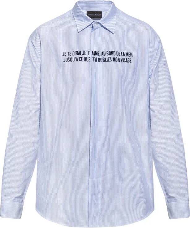 Emporio Armani Katoenen shirt Blauw Heren