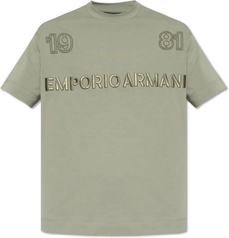 Emporio Armani Katoenen T-shirt Groen Heren