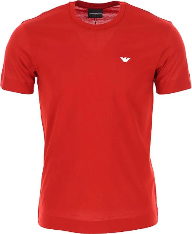 Emporio Armani Rode T-shirt met Korte Mouwen en Adelaarslogo voor Heren Red Heren