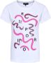 Emporio Armani Witte T-shirt met Korte Mouwen Fuchsia Print en Pailletten White Dames - Thumbnail 1