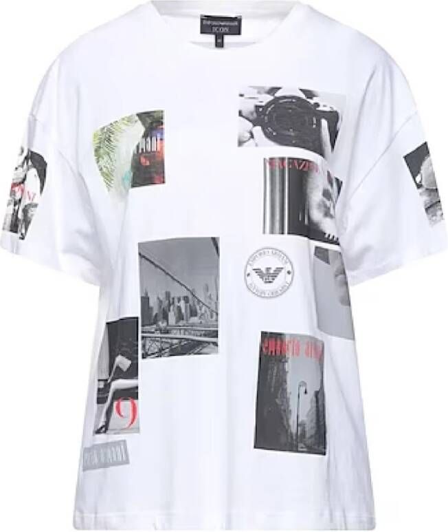 Emporio Armani Retro Vintage Korte Mouw Wit Dames T-shirt White Dames