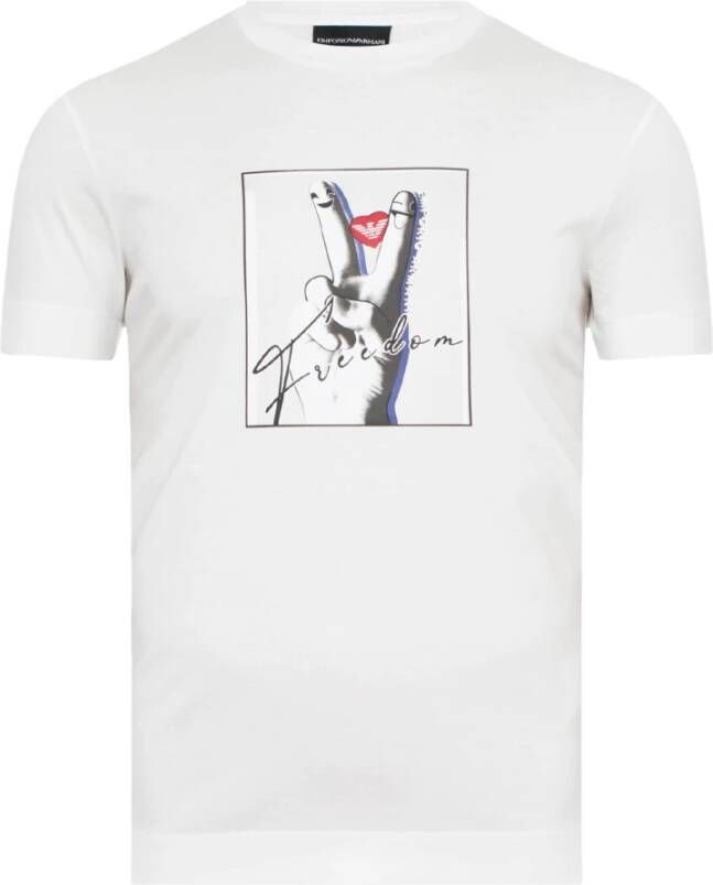 Emporio Armani Witte heren T-shirt met elegant print White Heren