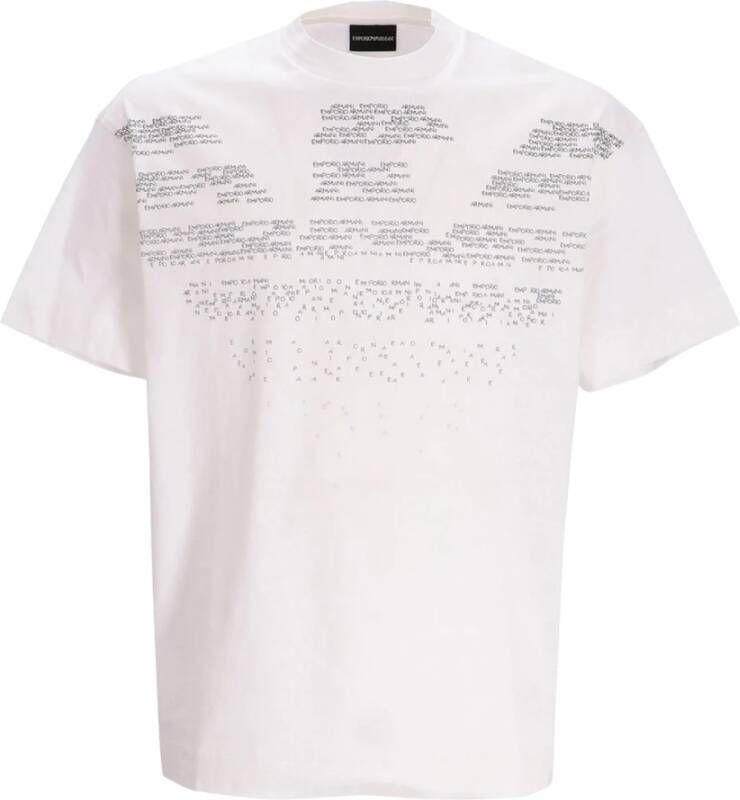 Emporio Armani Katoenen T-shirt met korte mouwen en Maxi Eagle patroon L White Heren