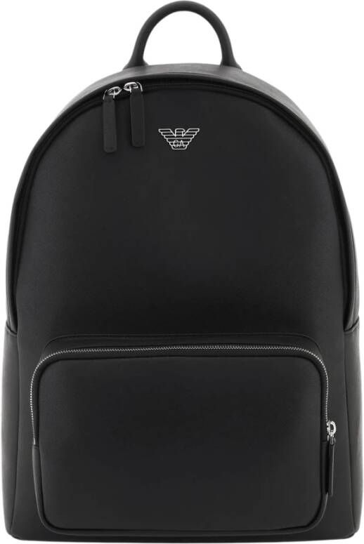 Emporio Armani leather backpack Zwart Heren
