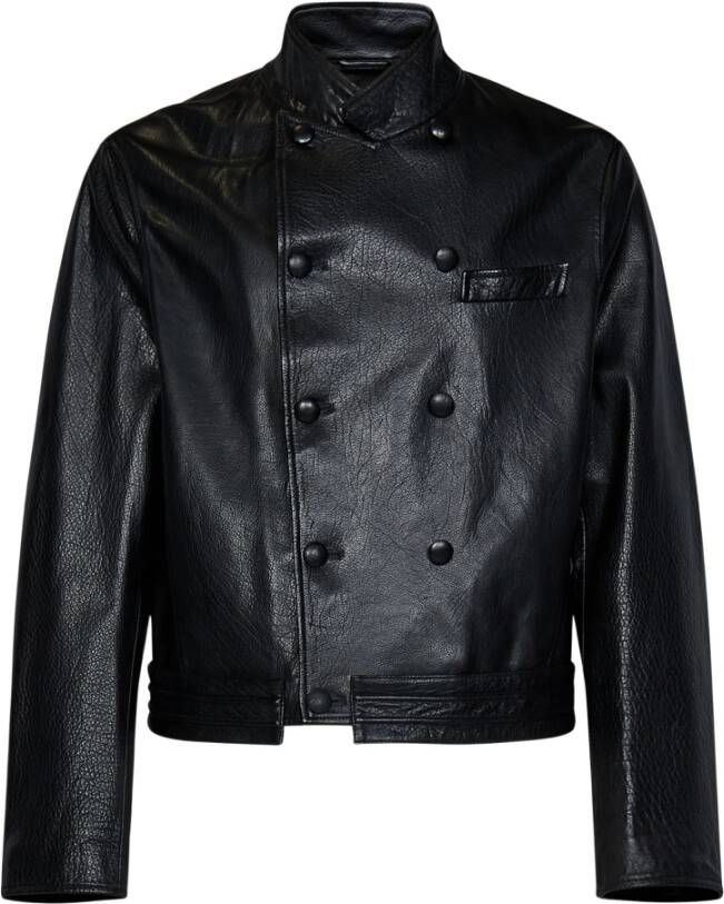 Emporio Armani Leather Jackets Zwart Heren