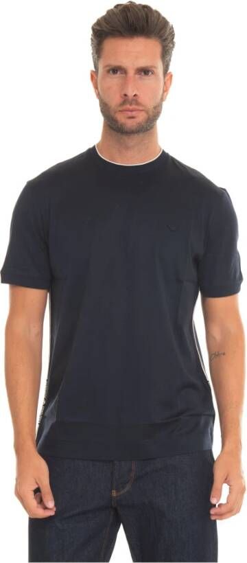 Emporio Armani Logo Geborduurd T-shirt Regular Fit Blauw Heren