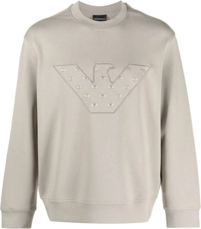 Emporio Armani Grijze Sweater met Geborduurd Logo Gray Heren