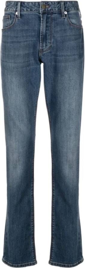 Emporio Armani Logo-Plaque Straight-Leg Jeans Blauw Heren