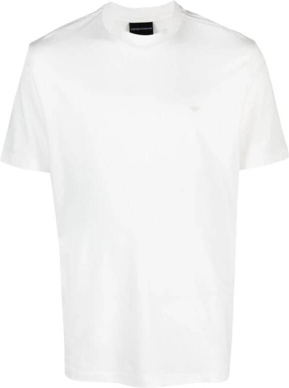 Emporio Armani Logo-Print Crew-Neck T-Shirt Wit White Heren