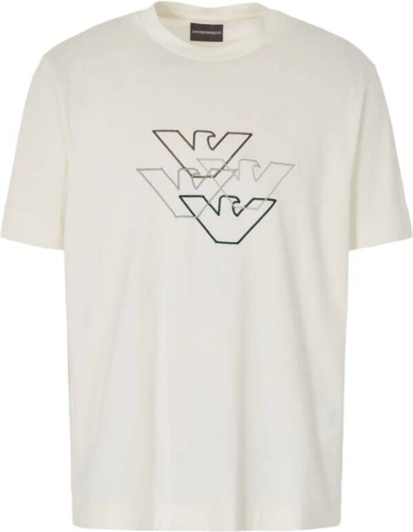 Emporio Armani Logo-Print Katoenen T-Shirt White Heren