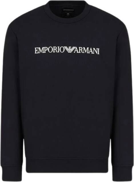 Emporio Armani Logo Print Sweatshirt Blauw Heren