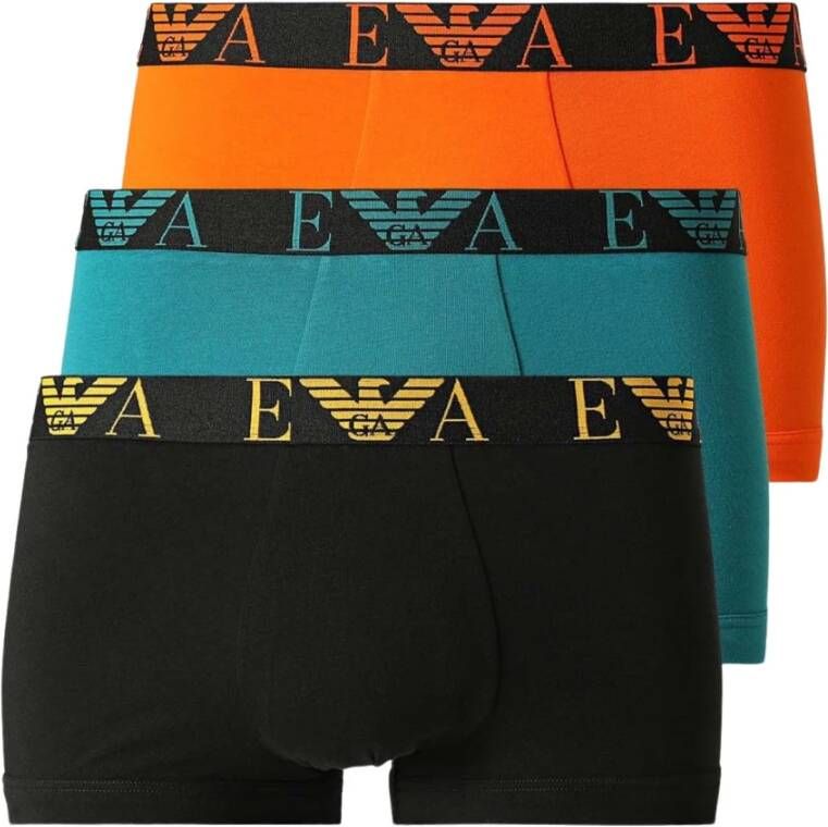 Emporio Armani Logo tailleband stretch boxers tripack Zwart Heren