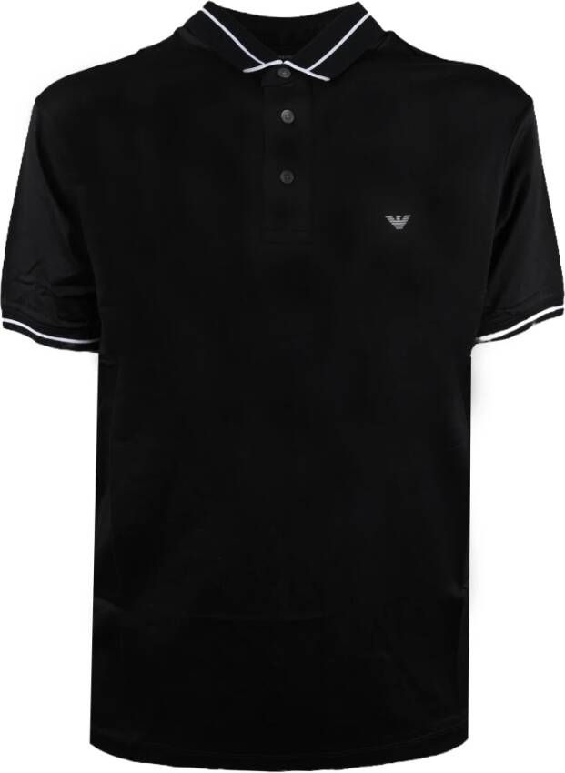 Emporio Armani Lyocell Katoenen Polo T-Shirt Zwart Heren