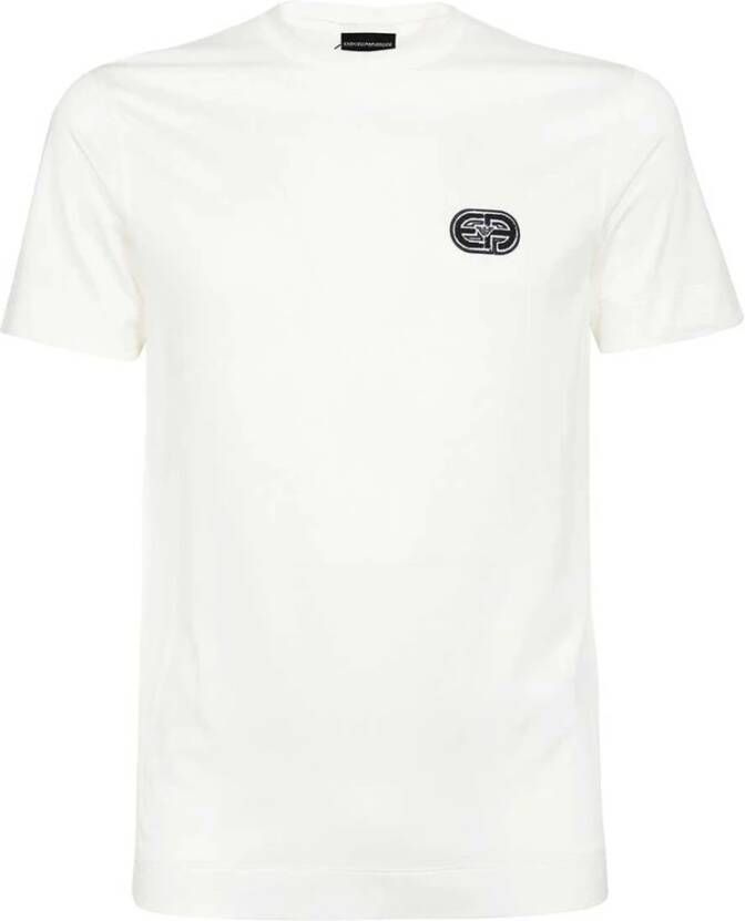 Emporio Armani Lyocell Katoenen T-Shirt White Heren