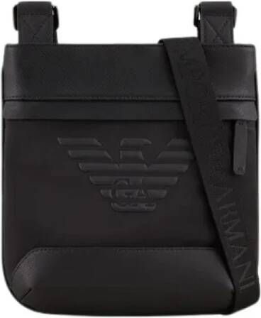 Emporio Armani Zwarte geregenereerde leren messenger tas Black Heren