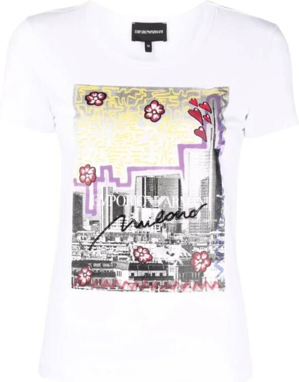 Emporio Armani Milaan bedrukt t-shirt Wit Dames