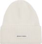Emporio Armani Roomkleurige Wollen Baret met Witte Patch White Unisex - Thumbnail 1