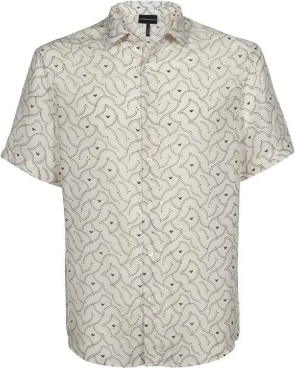 Emporio Armani Over-fit shirt met korte mouwen Wit Heren