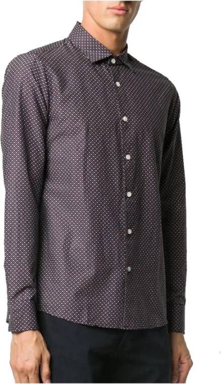 Emporio Armani Logo Print Zakelijk Overhemd Blue Heren