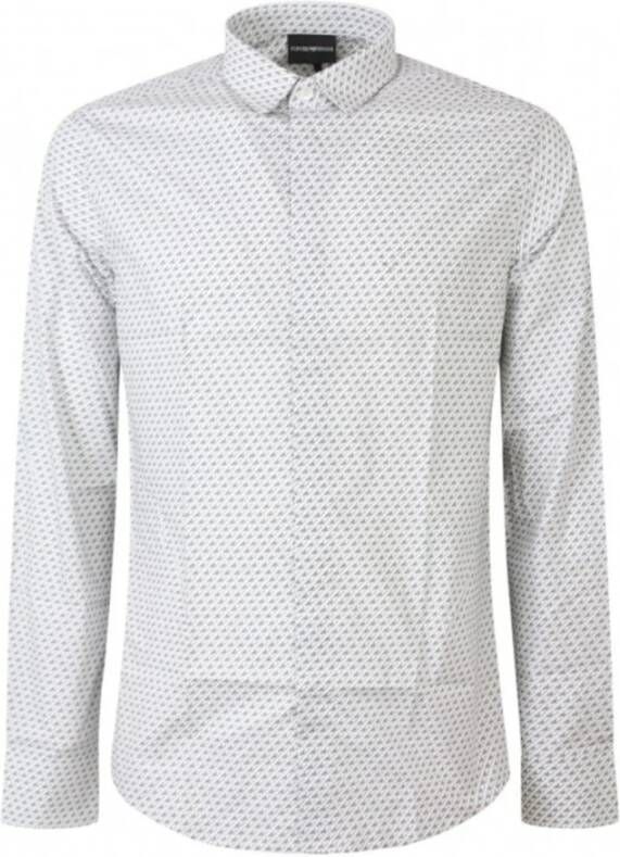 Emporio Armani Witte Slim FIT Shirt met Logo Print voor Heren White Heren