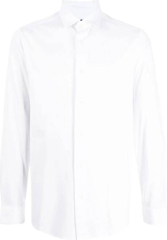 Emporio Armani Wit Lyocell-Katoenmix Jersey Overhemd met Lange Mouwen White Heren