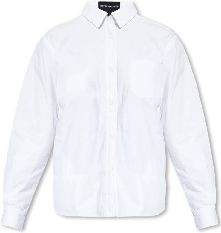 Emporio Armani Witte Katoenen Poplin Overhemd voor Dames White Dames